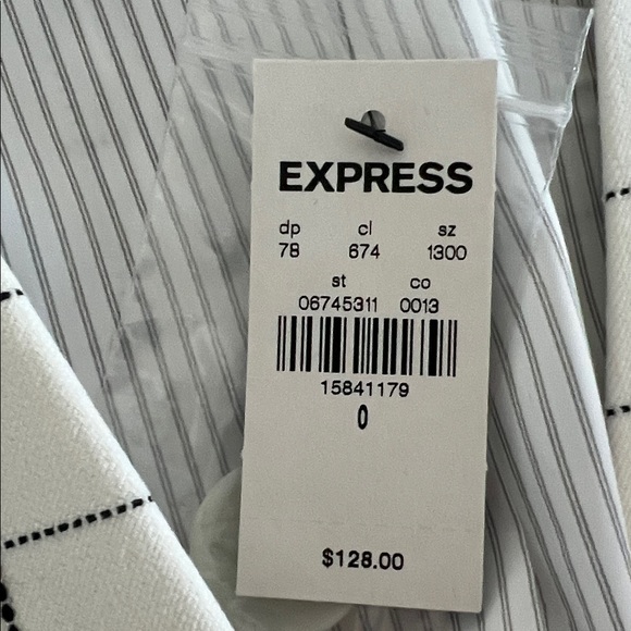 Express Women's Blazer with White and Black Grid Pattern - Picture 2 of 2